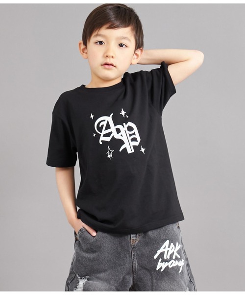 ANAP kids（アナップキッズ）の「オールドイングリッシュ箔プリントビッグTシャツ【親子お揃（Tシャツ/カットソー・キッズ・ブラック/ホワイト・130cm/110cm/120cm）」の16枚目の写真