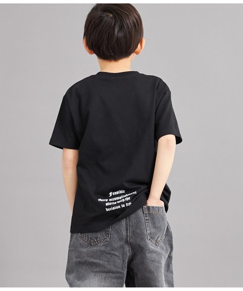 ANAP kids（アナップキッズ）の「オールドイングリッシュ箔プリントビッグTシャツ【親子お揃（Tシャツ/カットソー・キッズ・ブラック/ホワイト・130cm/110cm/120cm）」の11枚目の写真