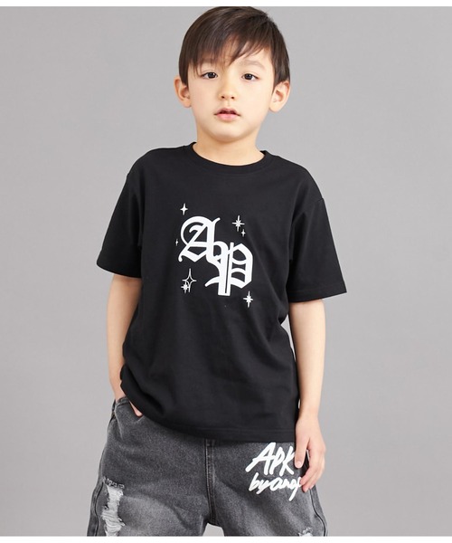 ANAP kids（アナップキッズ）の「オールドイングリッシュ箔プリントビッグTシャツ【親子お揃（Tシャツ/カットソー・キッズ・ブラック/ホワイト・130cm/110cm/120cm）」の9枚目の写真