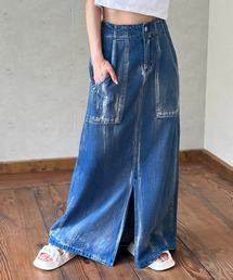 箔加工デニムベイカースカート