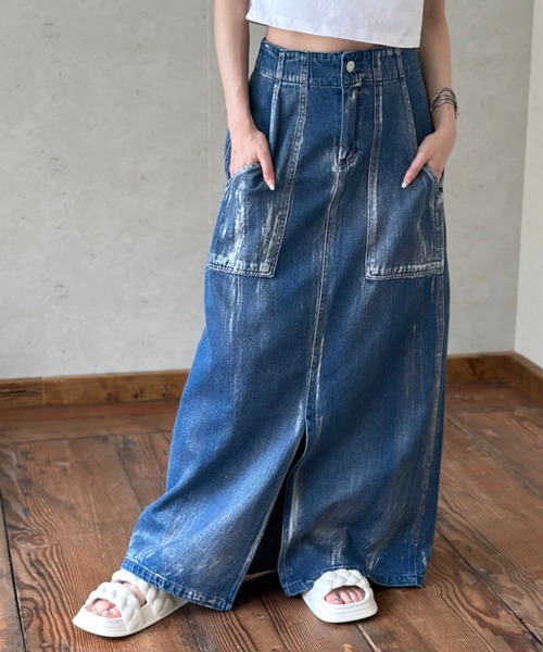 パピエpapierサスペンダージーンズ デニムブルー 2022SS 19ozデニムスリムストレート サムライジーンズ S710XX19oz
