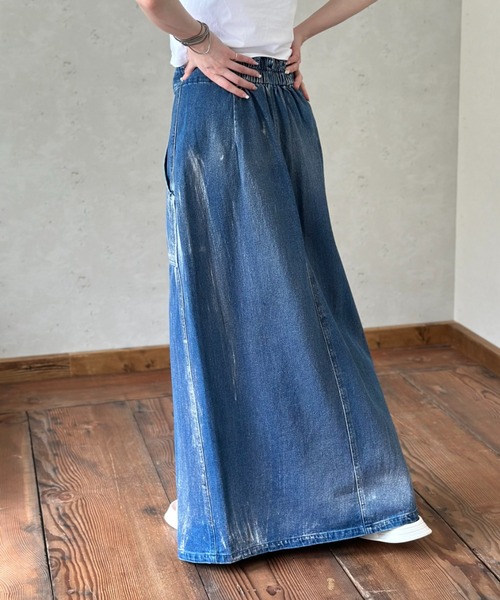 箔加工デニムベイカースカート（デニムスカート）｜Per sist