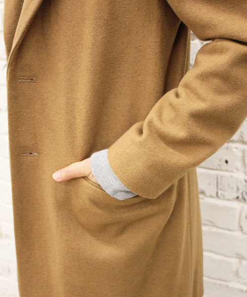 CIAOPANIC（チャオパニック）の「【Ciaopanic】　ウールメルトンチェスターコート（チェスターコート・メンズ・チャコールグレー/オリーブ/ネイビー/キャメル・LARGE/MEDIUM）」の19枚目の写真