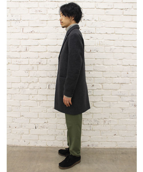 CIAOPANIC（チャオパニック）の「【Ciaopanic】　ウールメルトンチェスターコート（チェスターコート・メンズ・チャコールグレー/オリーブ/ネイビー/キャメル・LARGE/MEDIUM）」の8枚目の写真