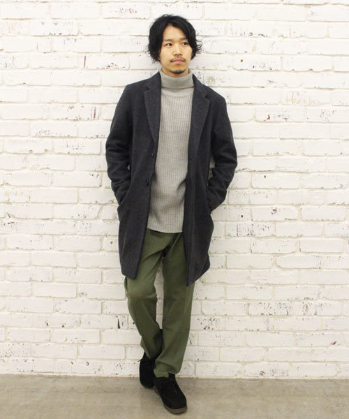 CIAOPANIC（チャオパニック）の「【Ciaopanic】　ウールメルトンチェスターコート（チェスターコート・メンズ・チャコールグレー/オリーブ/ネイビー/キャメル・LARGE/MEDIUM）」の10枚目の写真