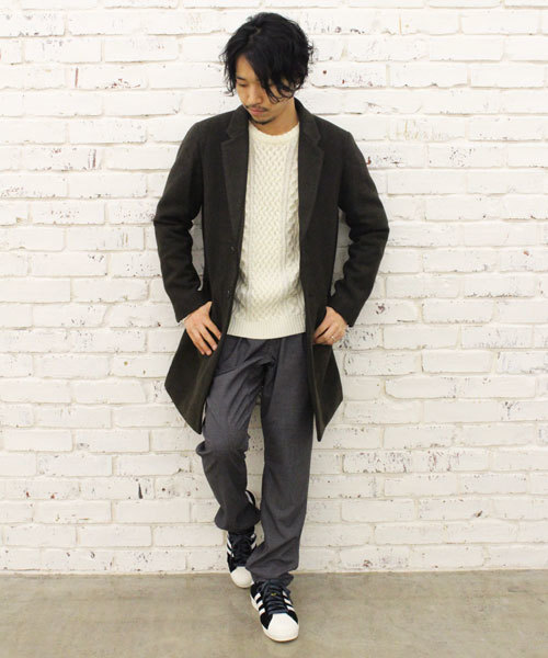 CIAOPANIC（チャオパニック）の「【Ciaopanic】　ウールメルトンチェスターコート（チェスターコート・メンズ・チャコールグレー/オリーブ/ネイビー/キャメル・LARGE/MEDIUM）」の11枚目の写真