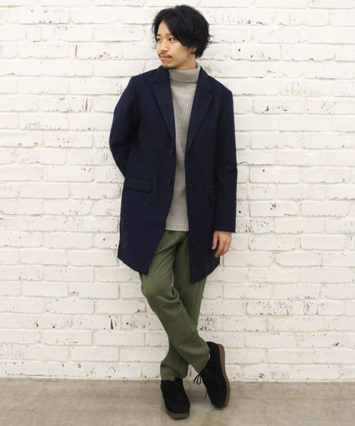 CIAOPANIC（チャオパニック）の「【Ciaopanic】　ウールメルトンチェスターコート（チェスターコート・メンズ・チャコールグレー/オリーブ/ネイビー/キャメル・LARGE/MEDIUM）」の5枚目の写真