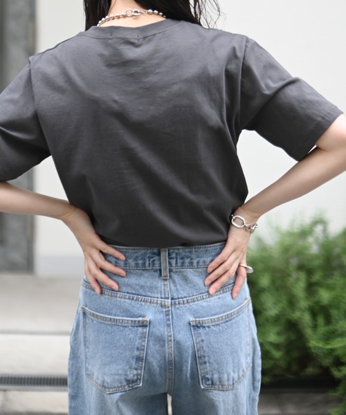 Marient（マリエント）の「カラープリントロゴTEE/Tシャツ（Tシャツ/カットソー・レディース・チャコール/ベージュ・FREE）」の9枚目の写真