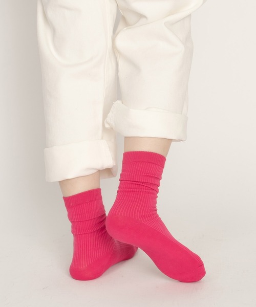 SVEC（シュベック）の「カラーリング リブソックス（ソックス/靴下・レディース・ホワイト/チャコールグレー/ライトブルー/ブラウン/グレー/ピンク/イエロー/オレンジ/ブラック/レッド/ワイン/ブルー/グリーン/マスタード/ラベンダー/アイボリー/グリーン系その他/イエロー系その他/ライトピンク/パープル・FREE）」の21枚目の写真
