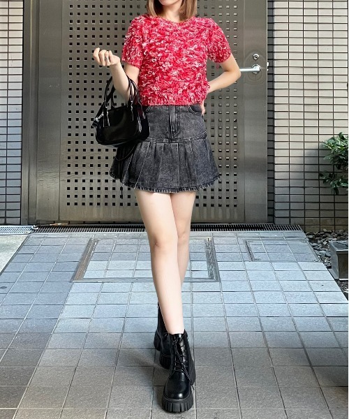 clear（クリア）の「インパン付きデニムプリーツミニスカート [スタイルアップ]≪2024AW新作≫（デニムスカート・レディース・ブラック/ブルー・S/M）」の17枚目の写真