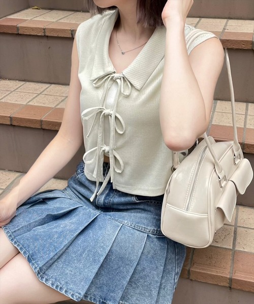 clear（クリア）の「インパン付きデニムプリーツミニスカート [スタイルアップ]≪2024AW新作≫（デニムスカート・レディース・ブラック/ブルー・S/M）」の20枚目の写真