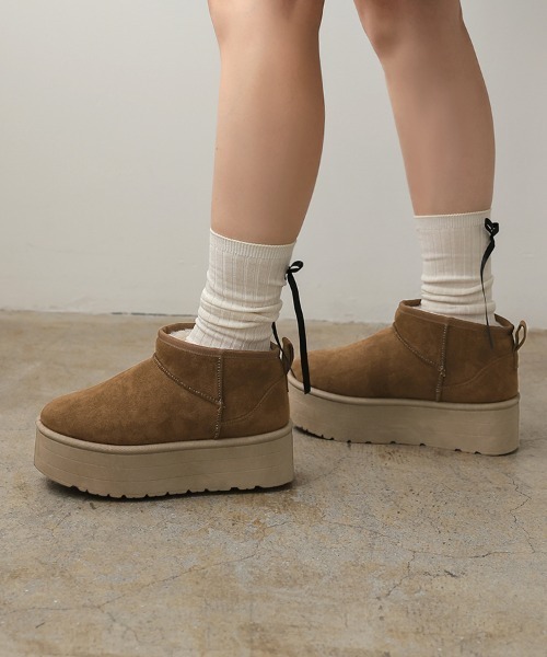 フートン セール】厚底ミニ丈ムートンブーツ（ブーツ）｜DONOBAN（ドノバン）の