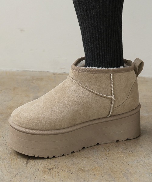 DONOBAN(ドノバン)の「厚底ミニ丈ムートンブーツ(ブーツ・レディース・ベージュ/アイボリー/ブラック/キャメル・LL/M/S/L)」の7枚目の写真