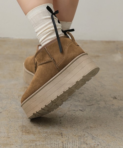 DONOBAN(ドノバン)の「厚底ミニ丈ムートンブーツ(ブーツ・レディース・ベージュ/アイボリー/ブラック/キャメル・LL/M/S/L)」の19枚目の写真