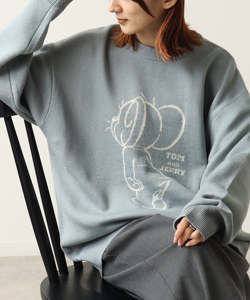 Tom＆Jerry（トムアンドジェリー）の「【Tom & Jerry/トム & ジェリー】 アートワークデザイン ジャガードニット セーター（ニット/セーター・メンズ・ブラウン/ブルー系その他/スミクロ/アイボリー・LL/M/L）」の4枚目の写真