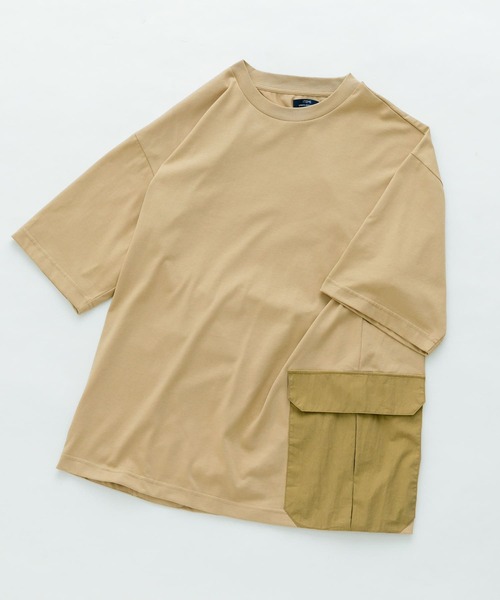 ITEMS URBANRESEARCH（アイテムズ アーバンリサーチ）の「『XLサイズあり』サイドポケットキリカエ クルーネックTシャツ（Tシャツ/カットソー・メンズ・ブラック/チャコールグレー/ベージュ/カーキ・MEDIUM/LARGE/X-LARGE）」の3枚目の写真