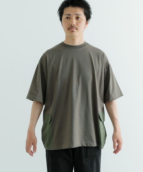 ITEMS URBANRESEARCH（アイテムズ アーバンリサーチ）の「『XLサイズあり』サイドポケットキリカエ クルーネックTシャツ（Tシャツ/カットソー・メンズ・ブラック/チャコールグレー/ベージュ/カーキ・MEDIUM/LARGE/X-LARGE）」の18枚目の写真