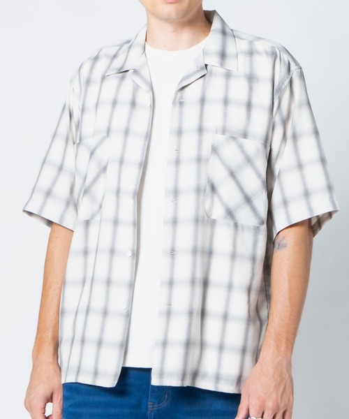 ウール混 オンブレ チェックシャツ BLUE STANDARD