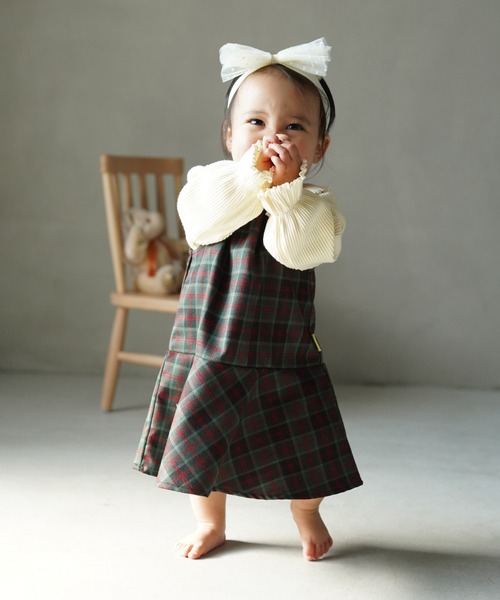 MAKE YOUR DAY（メイクユアデイ）の「フリル付きリブロンパース（ロンパース・キッズ・ピンク/アイボリー/モカ・80/70）」の19枚目の写真