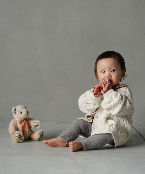 MAKE YOUR DAY（メイクユアデイ）の「フリル付きリブロンパース（ロンパース・キッズ・ピンク/アイボリー/モカ・80/70）」の9枚目の写真