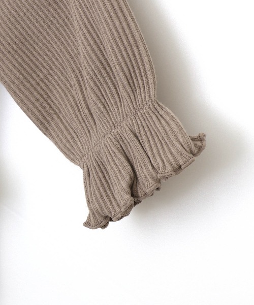 MAKE YOUR DAY（メイクユアデイ）の「フリル付きリブロンパース（ロンパース・キッズ・ピンク/アイボリー/モカ・80/70）」の15枚目の写真