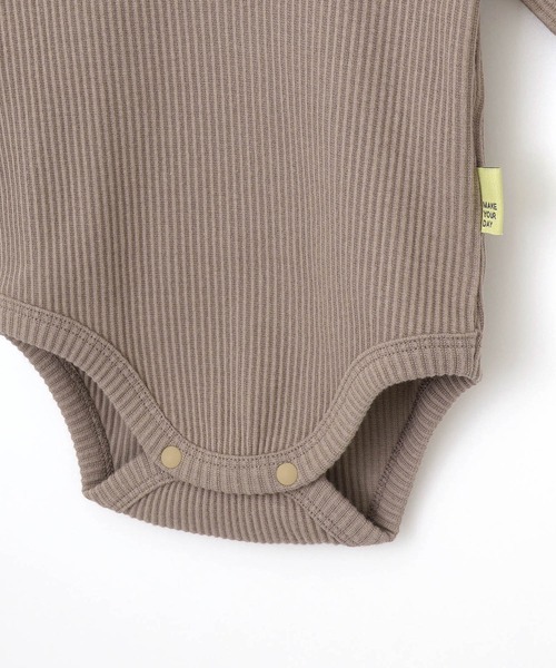 MAKE YOUR DAY（メイクユアデイ）の「フリル付きリブロンパース（ロンパース・キッズ・ピンク/アイボリー/モカ・80/70）」の16枚目の写真