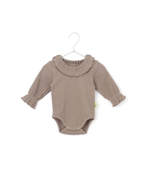 MAKE YOUR DAY（メイクユアデイ）の「フリル付きリブロンパース（ロンパース・キッズ・ピンク/アイボリー/モカ・80/70）」の21枚目の写真