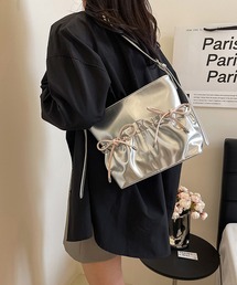 リボン　スクエアショルダーバッグ