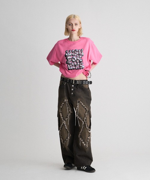 WISH FOR EVER(ウィッシュフォーエバー)の「FRINGE OVERDYED CARGO DENIM / フリンジオーバーダイカーゴデニム(デニムパンツ・メンズ・ブラック/ブラウン・MEDIUM/SMALL/LARGE)」の6枚目の写真