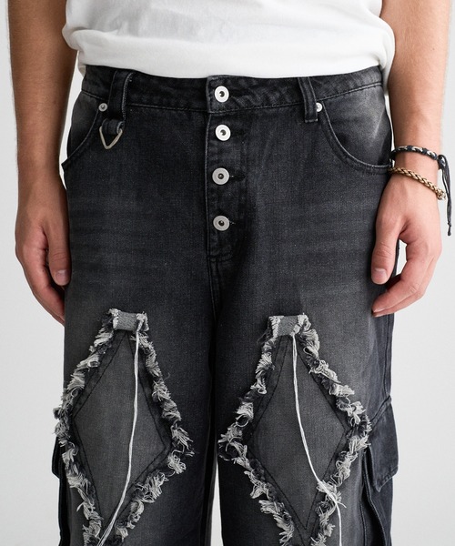 WISH FOR EVER(ウィッシュフォーエバー)の「FRINGE OVERDYED CARGO DENIM / フリンジオーバーダイカーゴデニム(デニムパンツ・メンズ・ブラック/ブラウン・MEDIUM/SMALL/LARGE)」の22枚目の写真