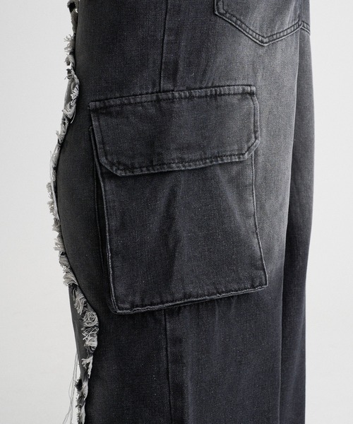 WISH FOR EVER(ウィッシュフォーエバー)の「FRINGE OVERDYED CARGO DENIM / フリンジオーバーダイカーゴデニム(デニムパンツ・メンズ・ブラック/ブラウン・MEDIUM/SMALL/LARGE)」の20枚目の写真