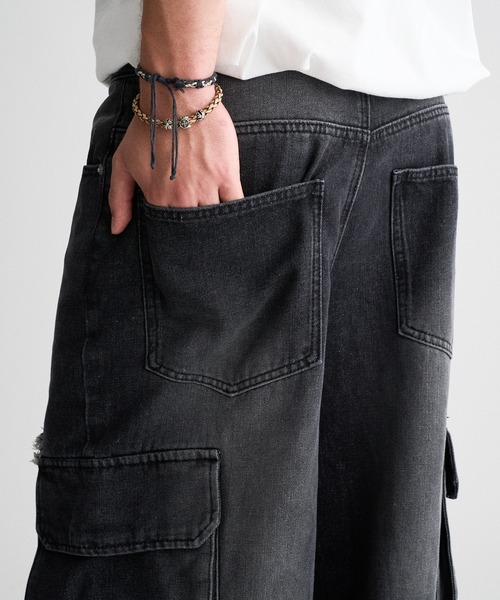 WISH FOR EVER(ウィッシュフォーエバー)の「FRINGE OVERDYED CARGO DENIM / フリンジオーバーダイカーゴデニム(デニムパンツ・メンズ・ブラック/ブラウン・MEDIUM/SMALL/LARGE)」の19枚目の写真