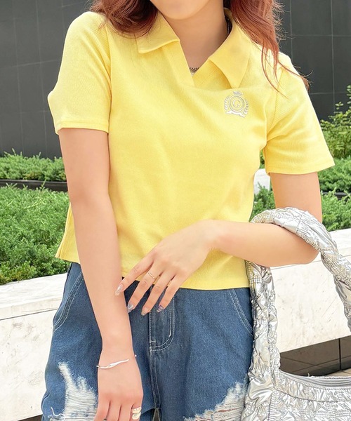 GORGE(ゴージ)の「スキッパーテレコシリコンTシャツ(Tシャツ/カットソー・レディース・オフホワイト/ブラック/イエロー・F)」の3枚目の写真