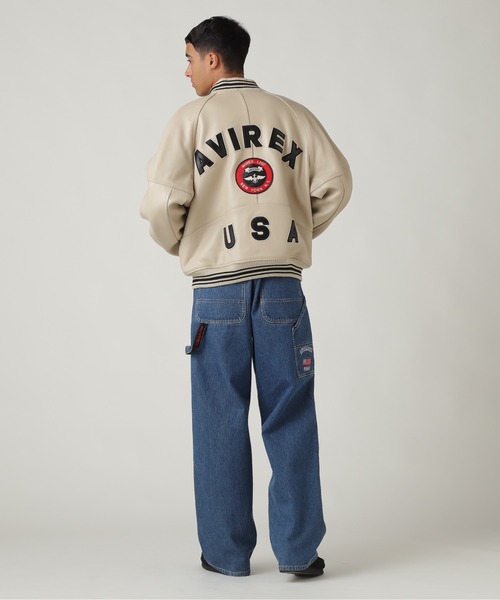 AVIREX アビレックス バーシティ レザージャケット XL スタジャン AVIREX（アヴィレックス）の「VARSITY JACKET RED AXES / バーシティ