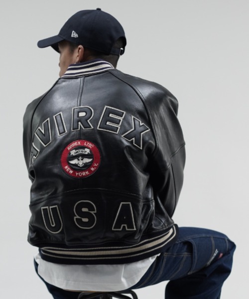 AVIREX(アヴィレックス)の「VARSITY JACKET / バーシティ ジャケット / AVIREX / アヴィレックス(スタジャン・メンズ・レッド/ブラック/ナチュラル・X-LARGE/X-SMALL/SMALL/LARGE/MEDIUM)」の4枚目の写真