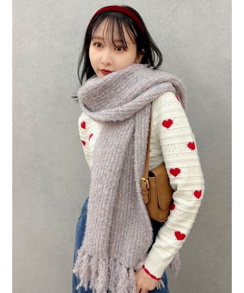 dazzlin（ダズリン）の「キャンディカラービッグマフラー（マフラー・レディース・アイボリー/ブラック/ピンク/オレンジ/グリーン/ブルー/パープル/ライトブルー・FREE）」の7枚目の写真