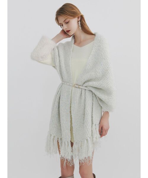 dazzlin（ダズリン）の「キャンディカラービッグマフラー（マフラー・レディース・アイボリー/ブラック/ピンク/オレンジ/グリーン/ブルー/パープル/ライトブルー・FREE）」の2枚目の写真