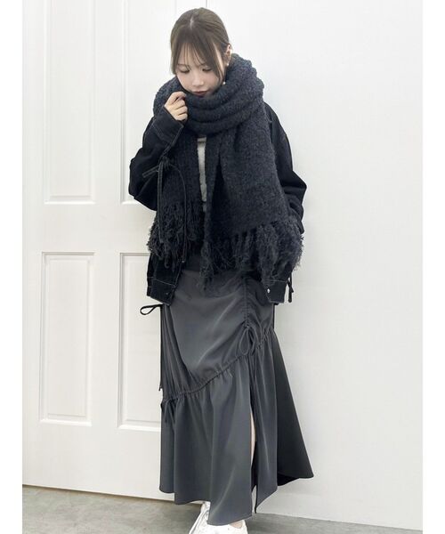 【新品未使用/タグ付き】Bibiy フリルマフラー ブラック Bebeリボンマフラー | axes femme online shop