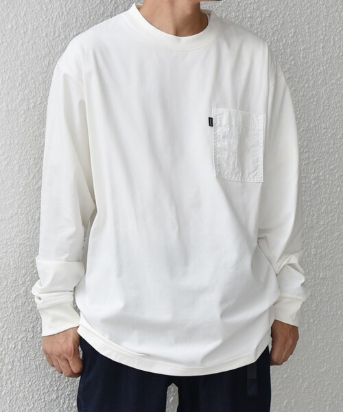 SHIPS any（シップス エニィ）の「【WEB限定】SHIPS any: 〈撥水加工〉Teflon EcoElite(TM) ナイロンポケット Tシャツ (ロンT)◇（Tシャツ/カットソー・メンズ・ホワイト/ブラック/ダークグレー/ケリーグリーン/チャコールグレー/ネイビー・SMALL/MEDIUM/LARGE/X-LARGE）」の9枚目の写真