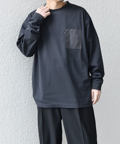 SHIPS any（シップス エニィ）の「【WEB限定】SHIPS any: 〈撥水加工〉Teflon EcoElite(TM) ナイロンポケット Tシャツ (ロンT)◇（Tシャツ/カットソー・メンズ・ホワイト/ブラック/ダークグレー/ケリーグリーン/チャコールグレー/ネイビー・SMALL/MEDIUM/LARGE/X-LARGE）」の14枚目の写真