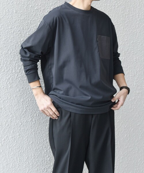 SHIPS any（シップス エニィ）の「【WEB限定】SHIPS any: 〈撥水加工〉Teflon EcoElite(TM) ナイロンポケット Tシャツ (ロンT)◇（Tシャツ/カットソー・メンズ・ホワイト/ブラック/ダークグレー/ケリーグリーン/チャコールグレー/ネイビー・SMALL/MEDIUM/LARGE/X-LARGE）」の16枚目の写真