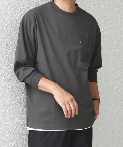 SHIPS any（シップス エニィ）の「【WEB限定】SHIPS any: 〈撥水加工〉Teflon EcoElite(TM) ナイロンポケット Tシャツ (ロンT)◇（Tシャツ/カットソー・メンズ・ホワイト/ブラック/ダークグレー/ケリーグリーン/チャコールグレー/ネイビー・SMALL/MEDIUM/LARGE/X-LARGE）」の19枚目の写真