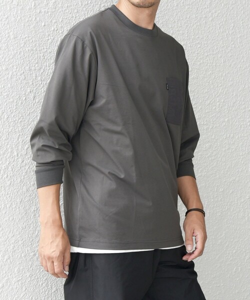 SHIPS any（シップス エニィ）の「【WEB限定】SHIPS any: 〈撥水加工〉Teflon EcoElite(TM) ナイロンポケット Tシャツ (ロンT)◇（Tシャツ/カットソー・メンズ・ホワイト/ブラック/ダークグレー/ケリーグリーン/チャコールグレー/ネイビー・SMALL/MEDIUM/LARGE/X-LARGE）」の20枚目の写真