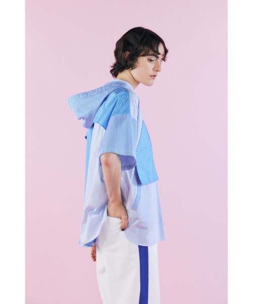 nagonstans（ナゴンスタンス）の「Stripe Mix Hoodieシャツ（シャツ