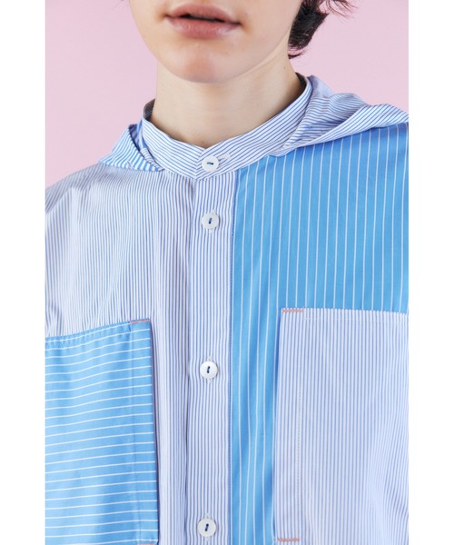 nagonstans（ナゴンスタンス）の「Stripe Mix Hoodieシャツ（シャツ