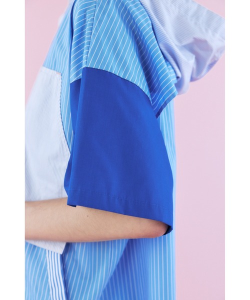 nagonstans（ナゴンスタンス）の「Stripe Mix Hoodieシャツ（シャツ