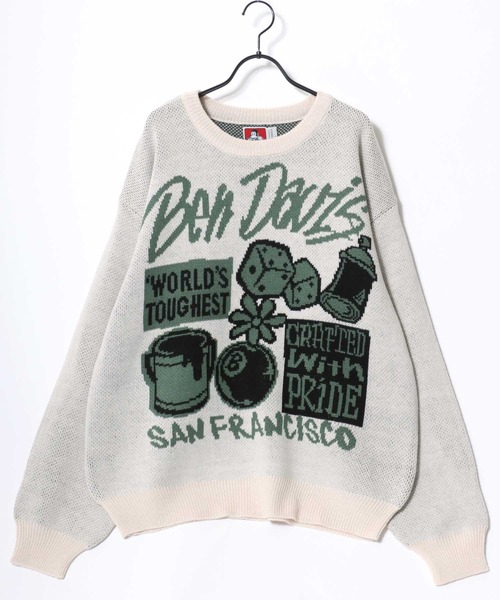 BEN DAVIS(ベンデイビス)の「BEN DAVIS/ベンデイビス SELECTION KNIT TOP/オーバーサイズ ニット ストリート ロゴ セーター/レディース メンズ(ニット/セーター・メンズ・ライトグレー/ブルー/オフホワイト/ブラック・XL/L/M)」の9枚目の写真
