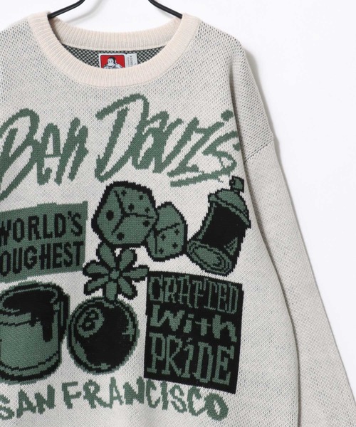BEN DAVIS(ベンデイビス)の「BEN DAVIS/ベンデイビス SELECTION KNIT TOP/オーバーサイズ ニット ストリート ロゴ セーター/レディース メンズ(ニット/セーター・メンズ・ライトグレー/ブルー/オフホワイト/ブラック・XL/L/M)」の5枚目の写真