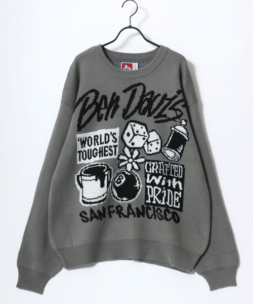 BEN DAVIS(ベンデイビス)の「BEN DAVIS/ベンデイビス SELECTION KNIT TOP/オーバーサイズ ニット ストリート ロゴ セーター/レディース メンズ(ニット/セーター・メンズ・ライトグレー/ブルー/オフホワイト/ブラック・XL/L/M)」の13枚目の写真