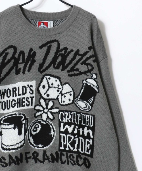 BEN DAVIS(ベンデイビス)の「BEN DAVIS/ベンデイビス SELECTION KNIT TOP/オーバーサイズ ニット ストリート ロゴ セーター/レディース メンズ(ニット/セーター・メンズ・ライトグレー/ブルー/オフホワイト/ブラック・XL/L/M)」の7枚目の写真